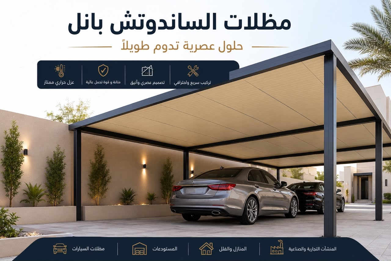 مظلات الساندوتش بانل: المميزات والأنواع والأسعار وأفضل الاستخدامات